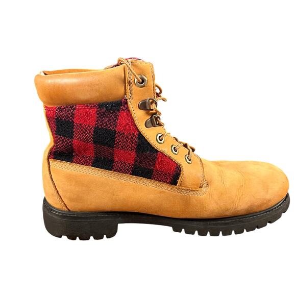 Timberland 6” Boots Mens 10.5 Wheat Leather Buffalo Plaid Flannel 45026 main image 6